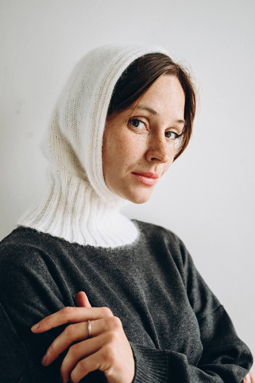 Handmade Angora Knitted Hood: Chunky Winter Neck Warmer