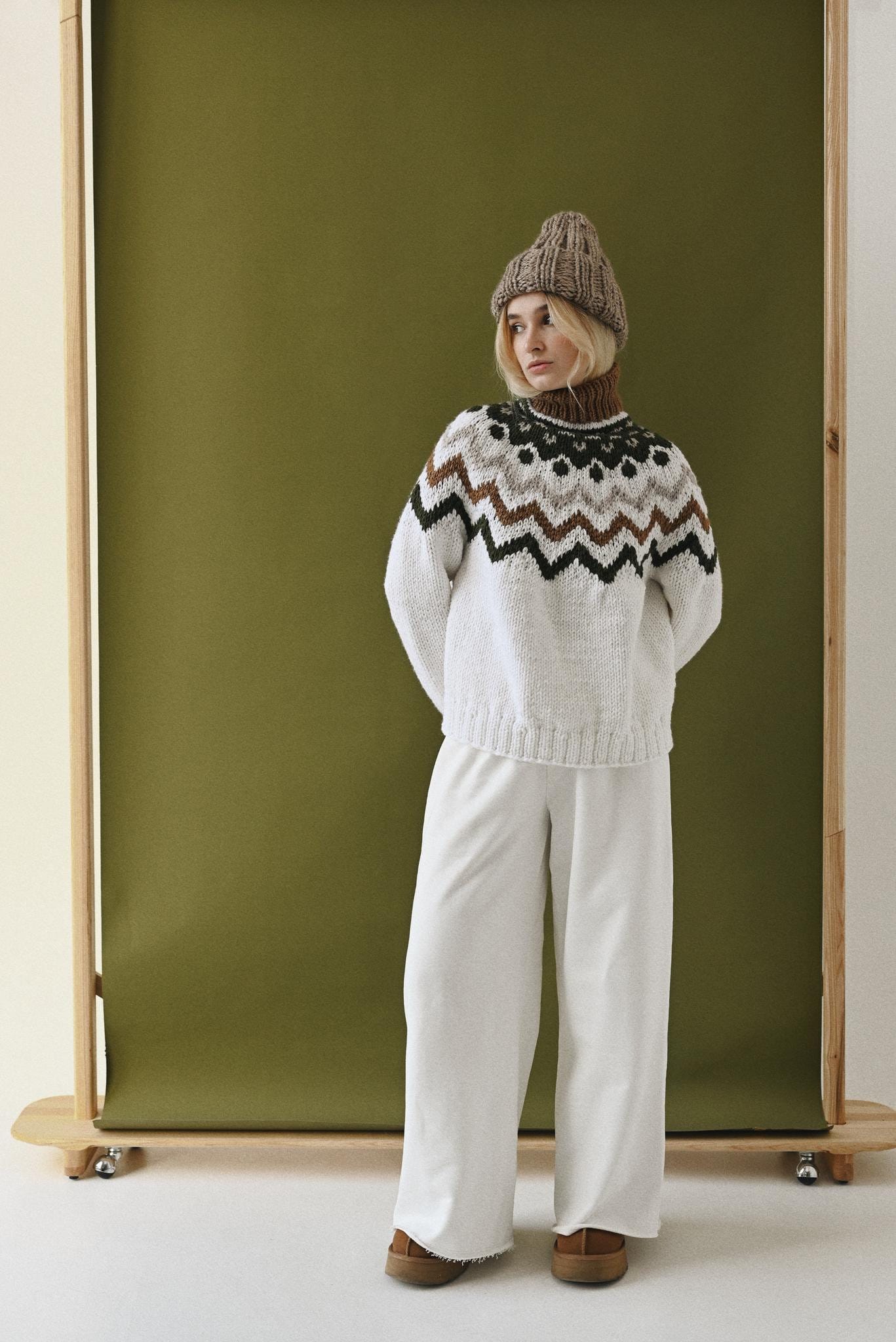 Hand Knitted Alpaca Wool Cap: Unisex Winter Beanie Hat