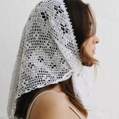 Handmade Crochet Cotton Kerchief: White Lace Hair Scarf
