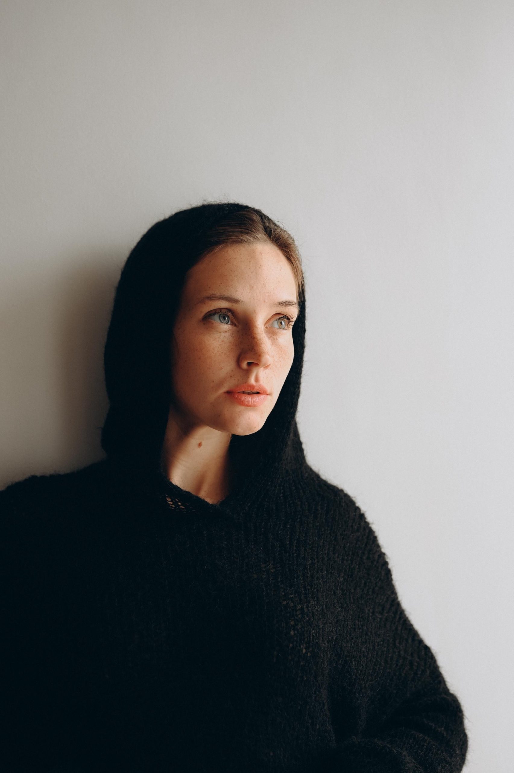 Red Mohair Hoodie: Hand-knitted Oversized Wool Sweater