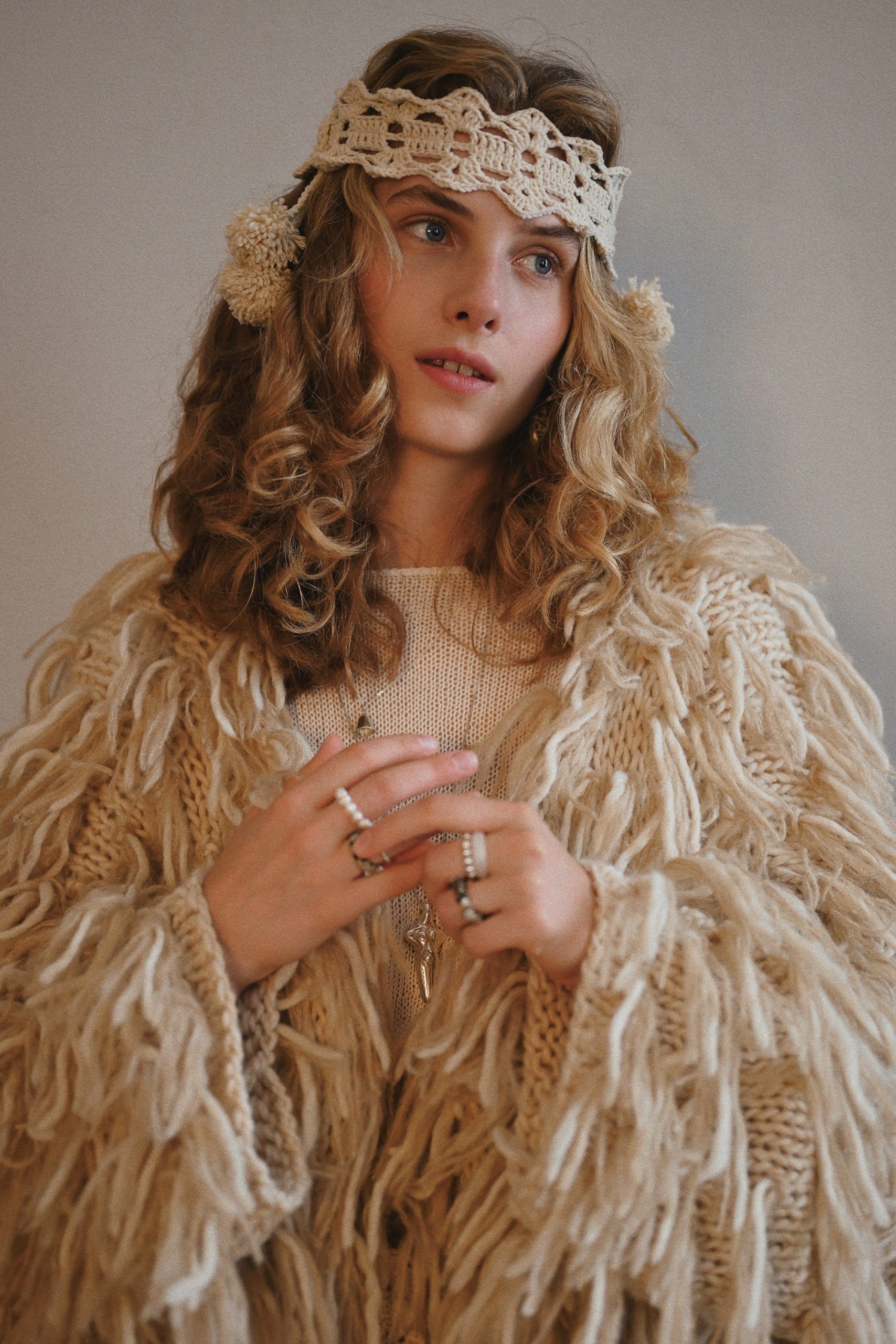 Beige Knitted Alpaca Cardigan: Women's Merino Wool Cropped Jacket