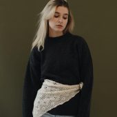 Hand Knitted Alpaca Wool Headscarf: Light Grey Lace Triangle Shawl