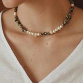 Handmade Freshwater Pearl Choker: Gemstone Beaded Necklace, Sterling Silver