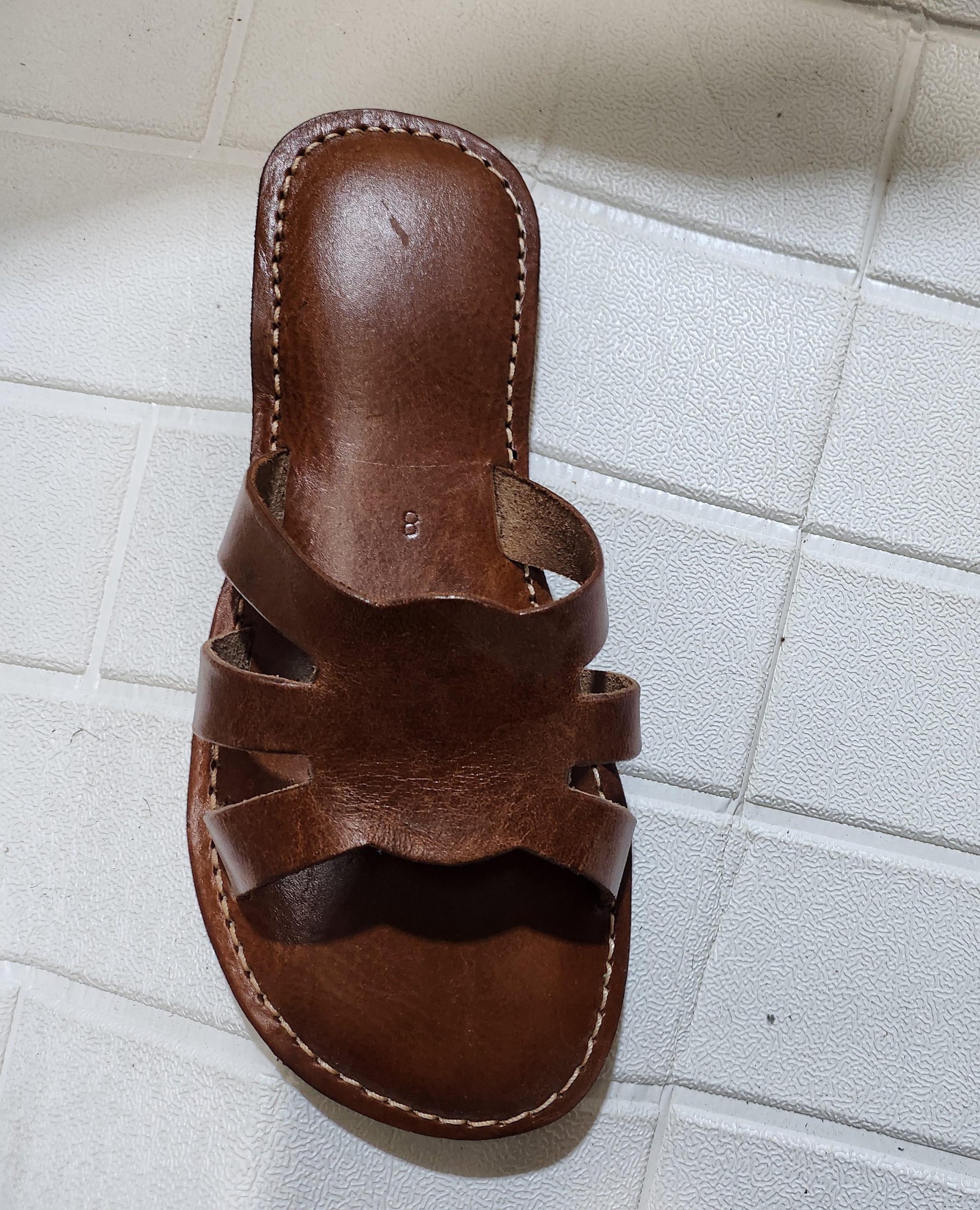 Handmade Moroccan Leather Sandals For Women - Summer Sandals - Brown Leather Slide Sandal - Womens Slippers - Casual Leather Summer Shoes