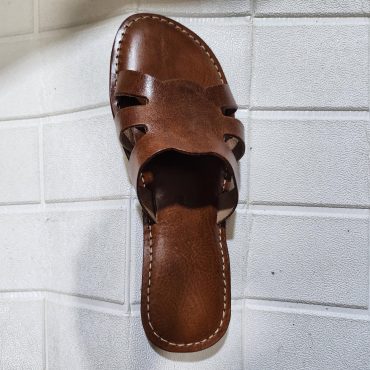 Handmade Moroccan Leather Sandals For Women - Summer Sandals - Brown Leather Slide Sandal - Womens Slippers - Casual Leather Summer Shoes