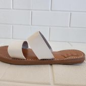 Handmade White Leather Sandals For Women – Moroccan Double Strap Summer Flats – Minimalist Boho Beach Shoes – Comfy Flat Slides –