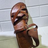 Handmade Moroccan Leather Sandals For Women – Brown Toe Loop Flat Sandals – Genuine Leather Summer Shoes – Buckle Strap Design