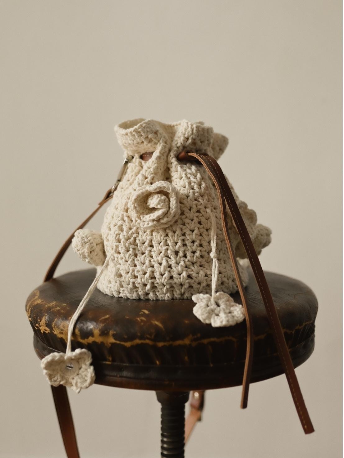 Handmade Women's Bag With Crochet Flowers, Fashionable Eco-friendly Bag For Summer Festival