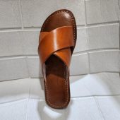 Handmade Moroccan Leather Sandals For Women – Brown Flat Criss-cross Slip-on – Artisan Summer Shoes By Artisanmoroccatelier – Sizes 37–42 Eu