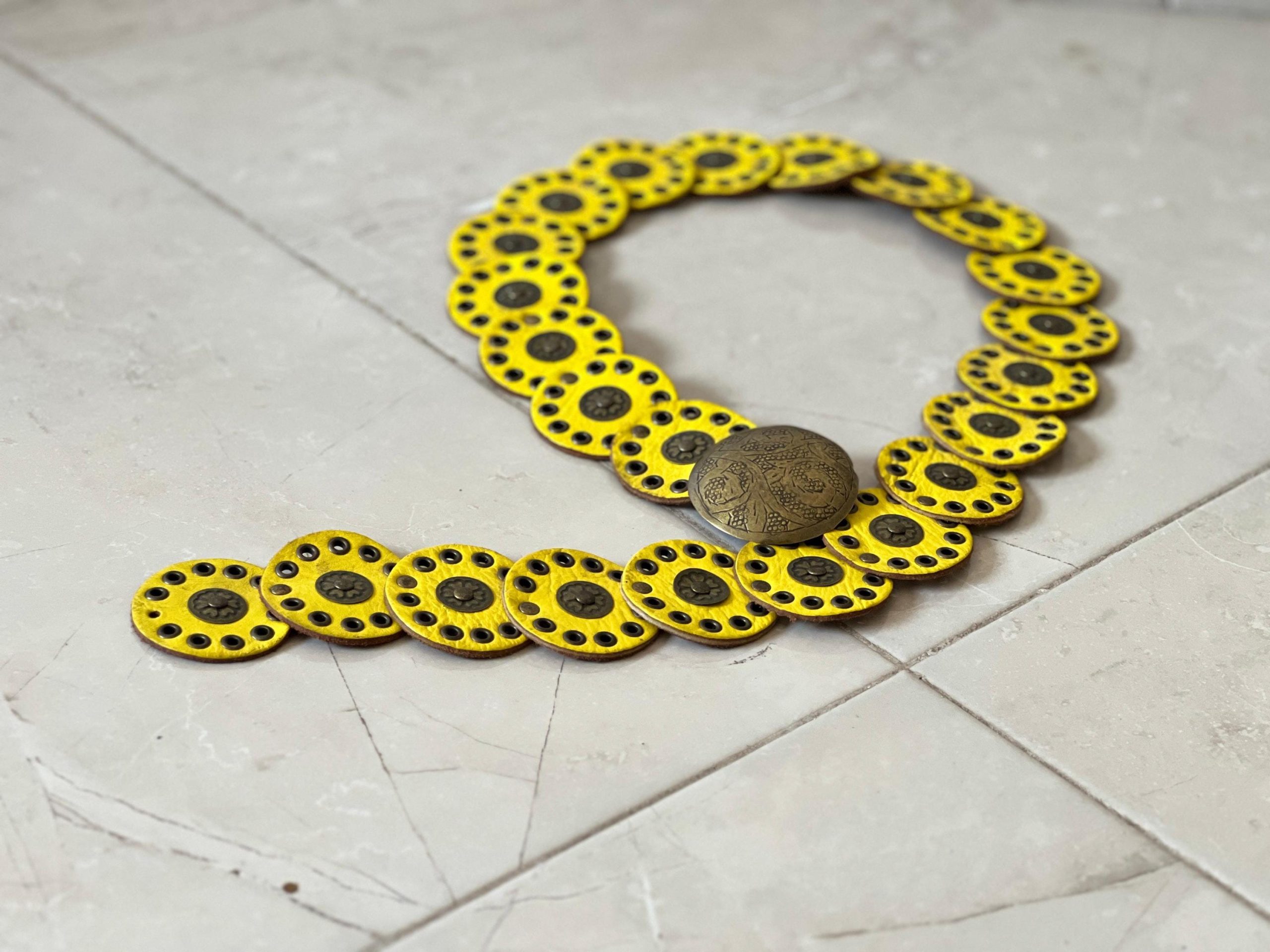 Handmade Moroccan Leather Belt With Vintage Buckle – Boho Statement Waist Accessory