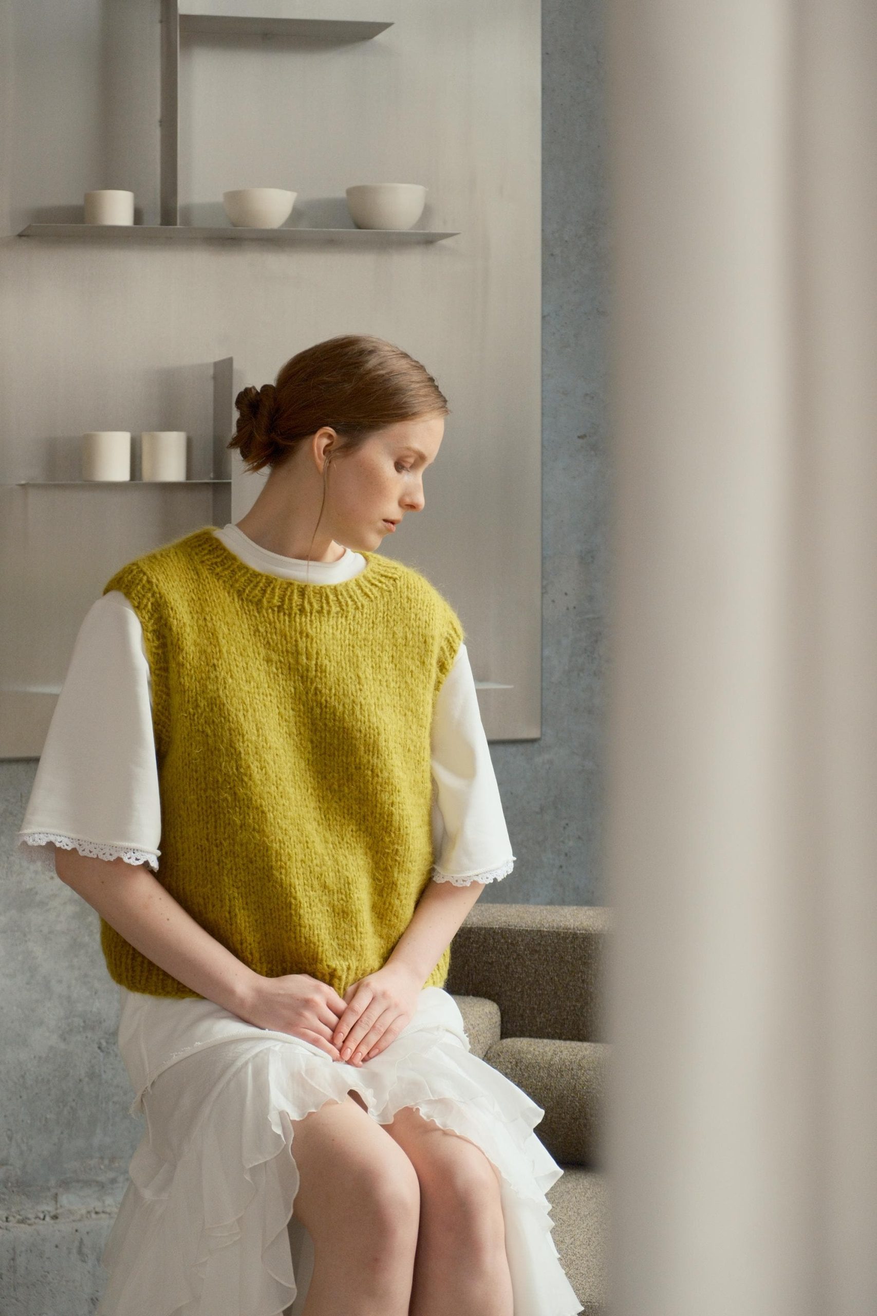 Hand-knitted Red Mohair Vest: Women's Cozy Knitwear