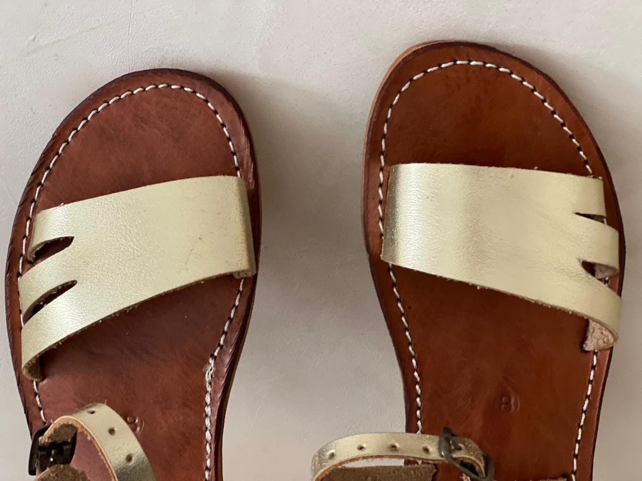 Blond Moroccan Leather Sandals – Handmade Women Flats – Custom Fit Design