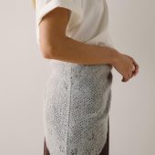 Hand Knitted Alpaca Wool Headscarf: Light Grey Lace Triangle Shawl